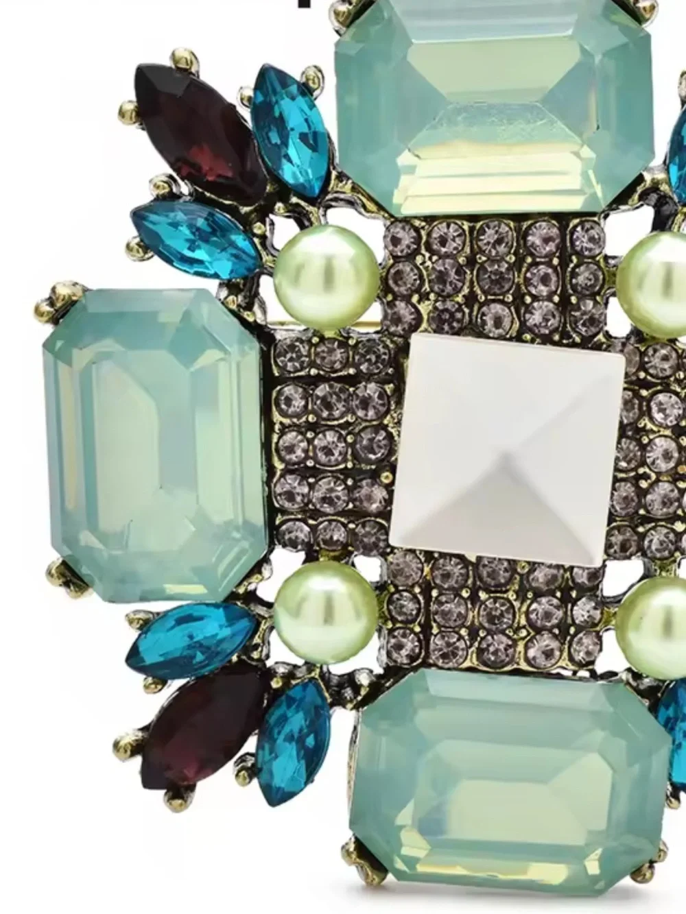 Art Deco Mint Green Crystal Brooch